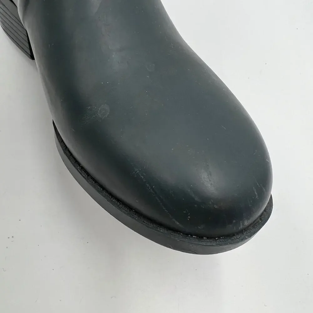 Tory Burch Rubber April Rain Boots Navy Blue Pull On Ankle Booties Waterproof
